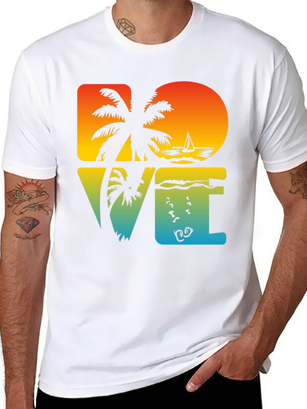 Tropical Dive Love Black Graphic Tee