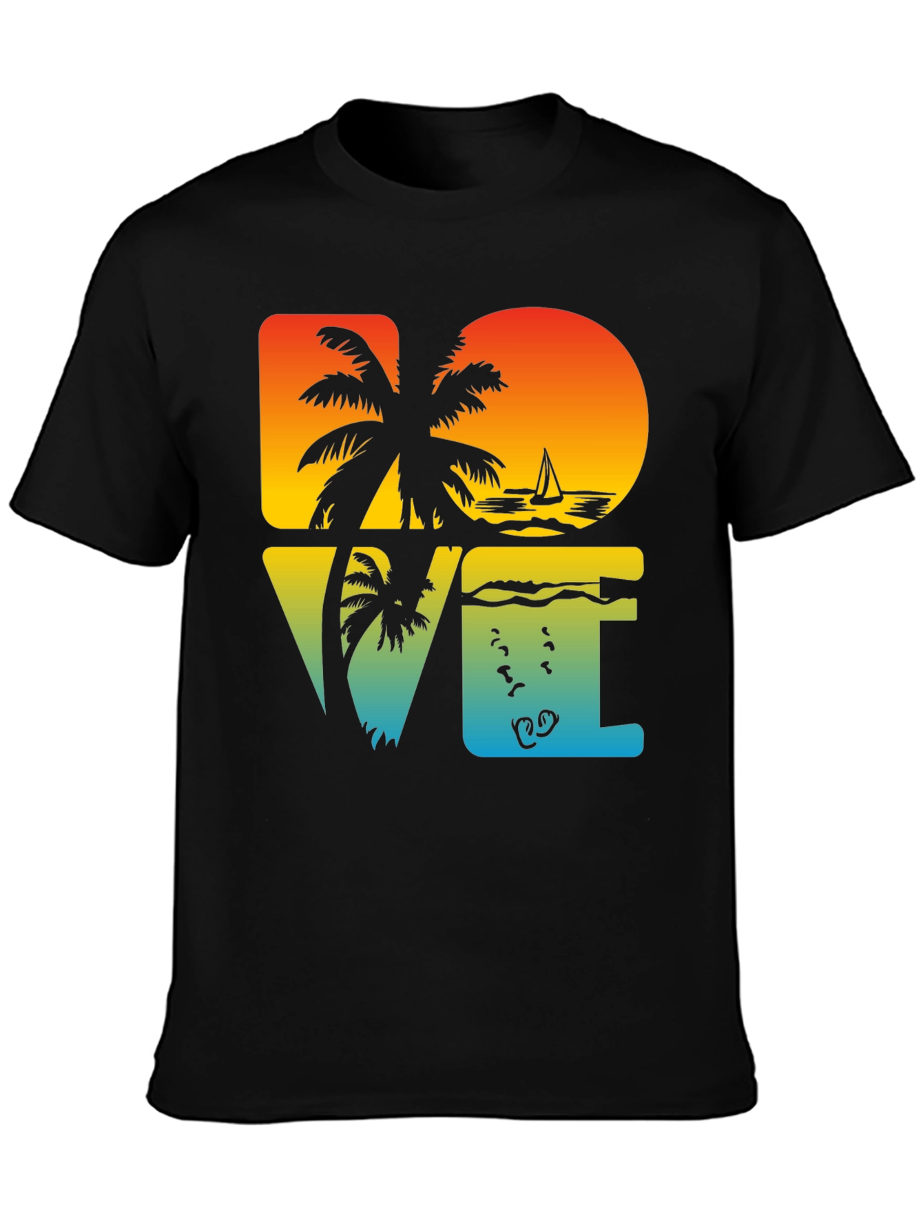 Tropical Dive Love Black Graphic Tee