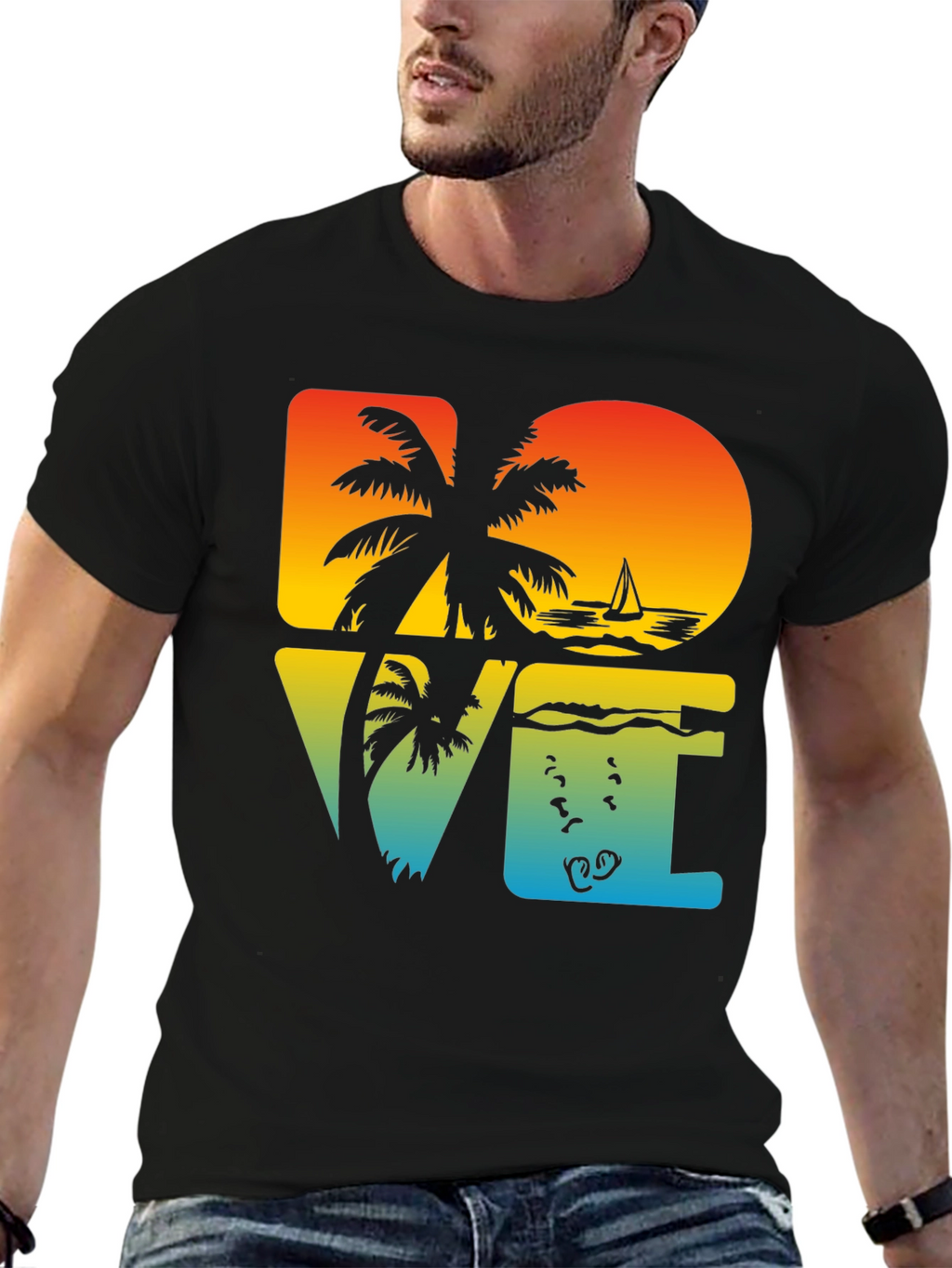 Tropical Dive Love Black Graphic Tee