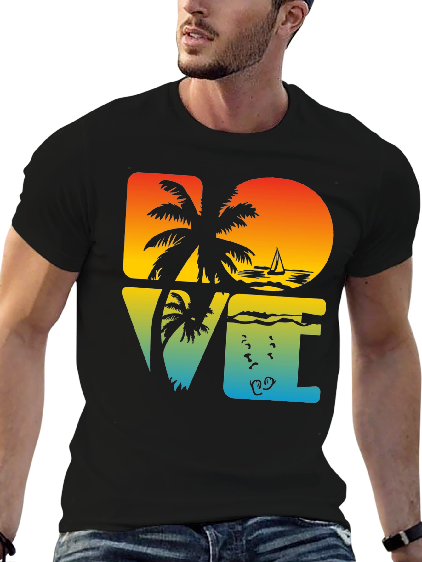 Tropical Dive Love Black Graphic Tee