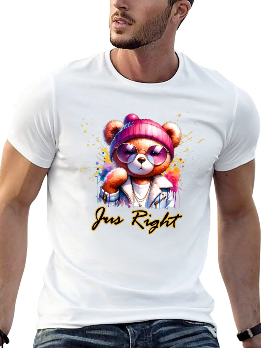 Just Right Bear Graphic Tee - Trendy Unisex T-Shirt