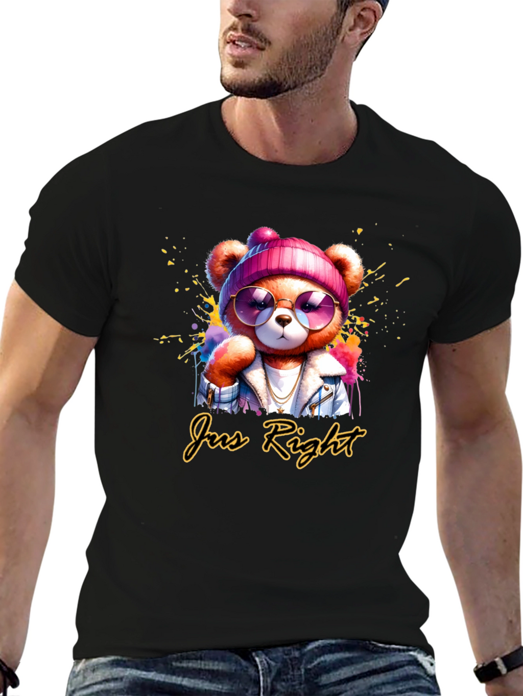 Just Right Bear Graphic Tee - Trendy Unisex T-Shirt