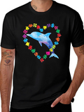 Autism Awareness Dolphin Heart T-Shirt