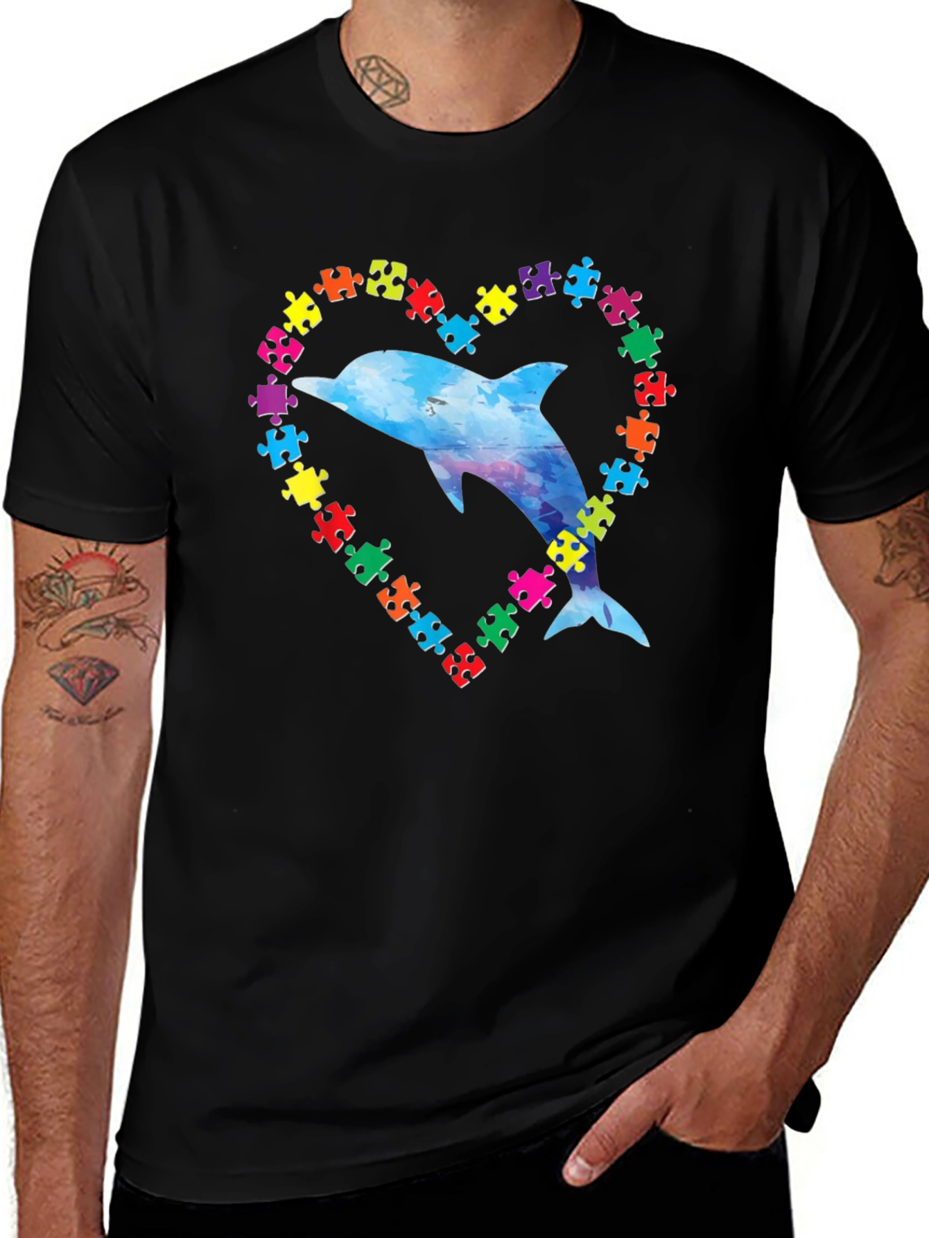 Autism Awareness Dolphin Heart T-Shirt