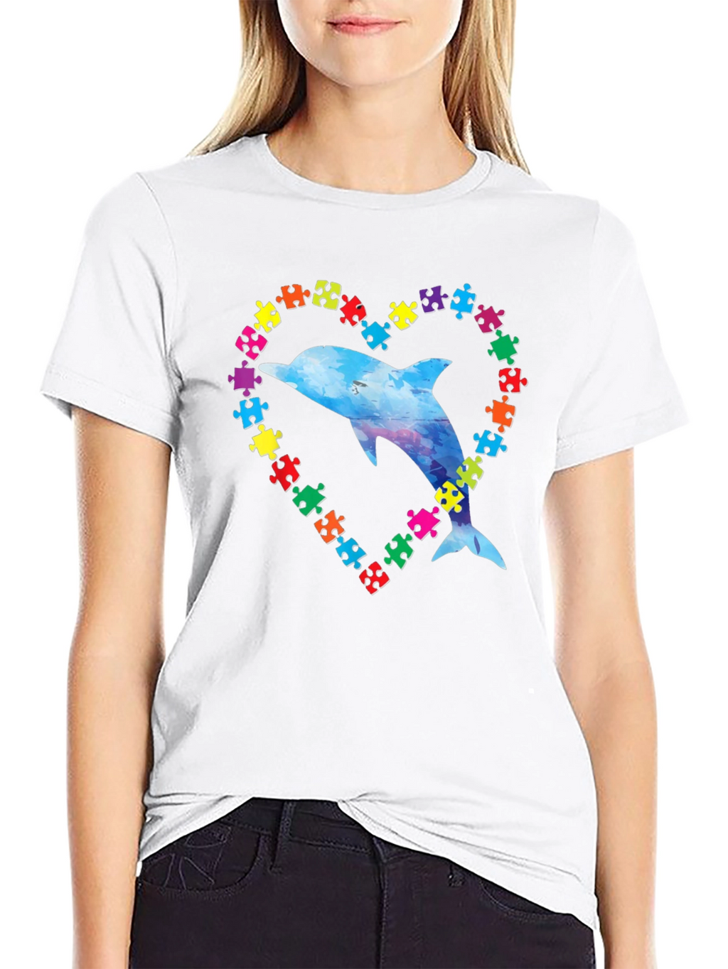 Autism Awareness Dolphin Heart T-Shirt