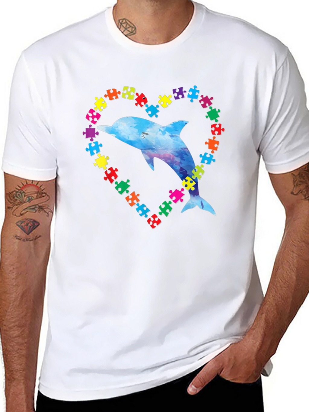 Autism Awareness Dolphin Heart T-Shirt