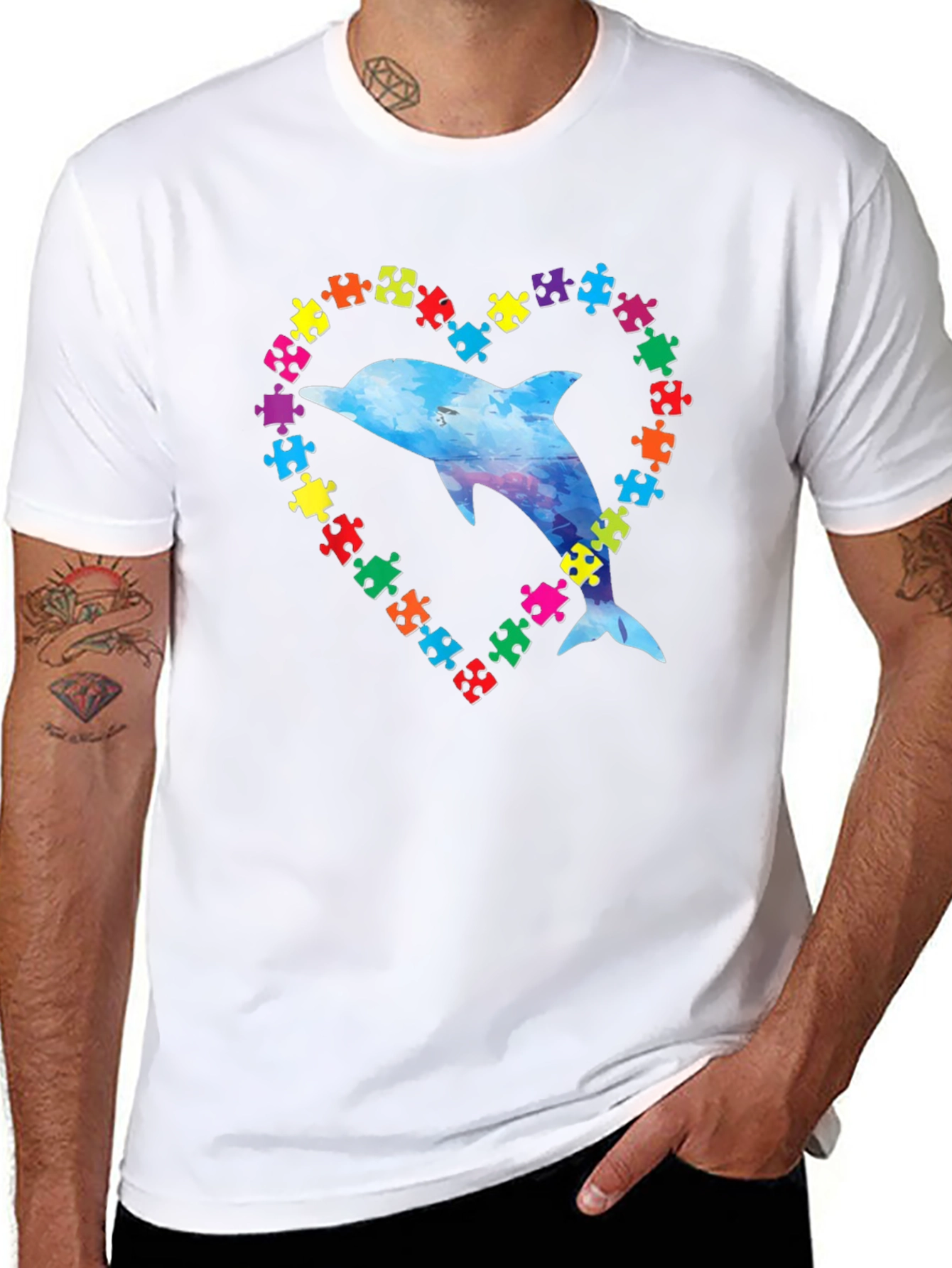 Autism Awareness Dolphin Heart T-Shirt