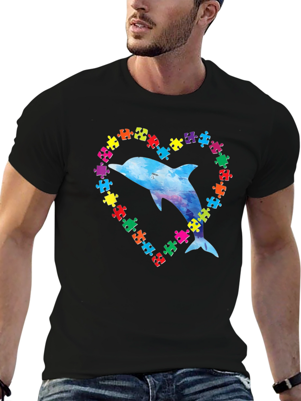 Autism Awareness Dolphin Heart T-Shirt
