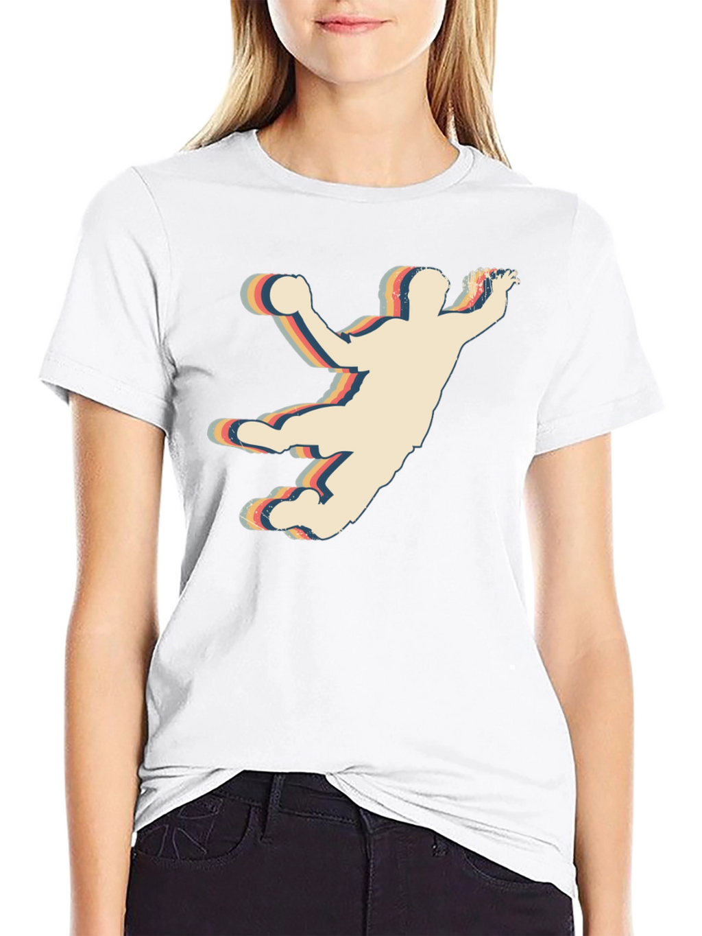 Retro Handball Player Graphic T-Shirt