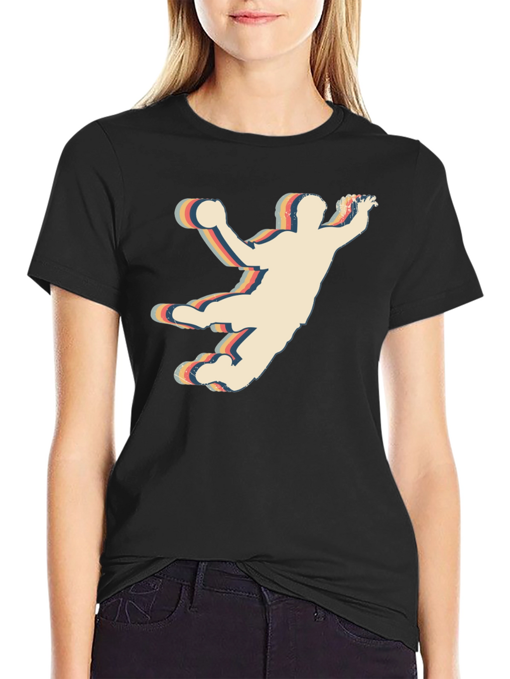 Retro Handball Player Graphic T-Shirt