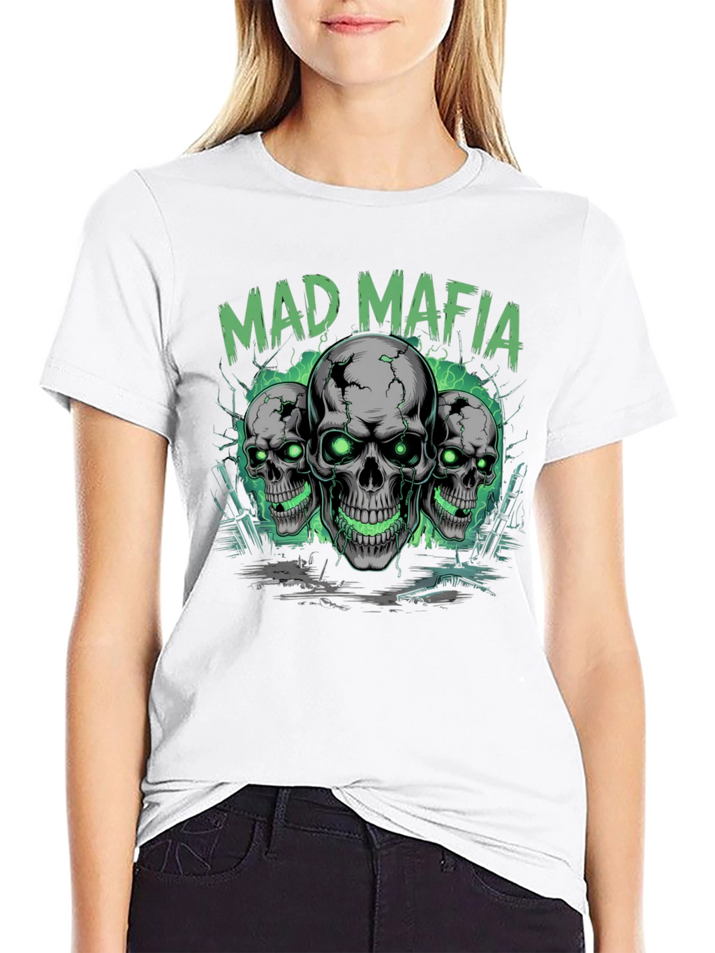 Mad Mafia Skull Graphic Tee - Edgy Streetwear T-Shirt