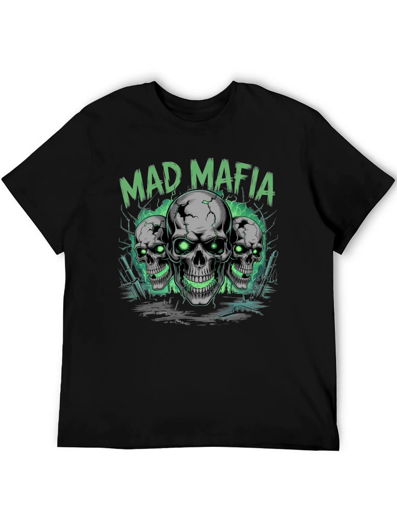 Mad Mafia Skull Graphic Tee - Edgy Streetwear T-Shirt