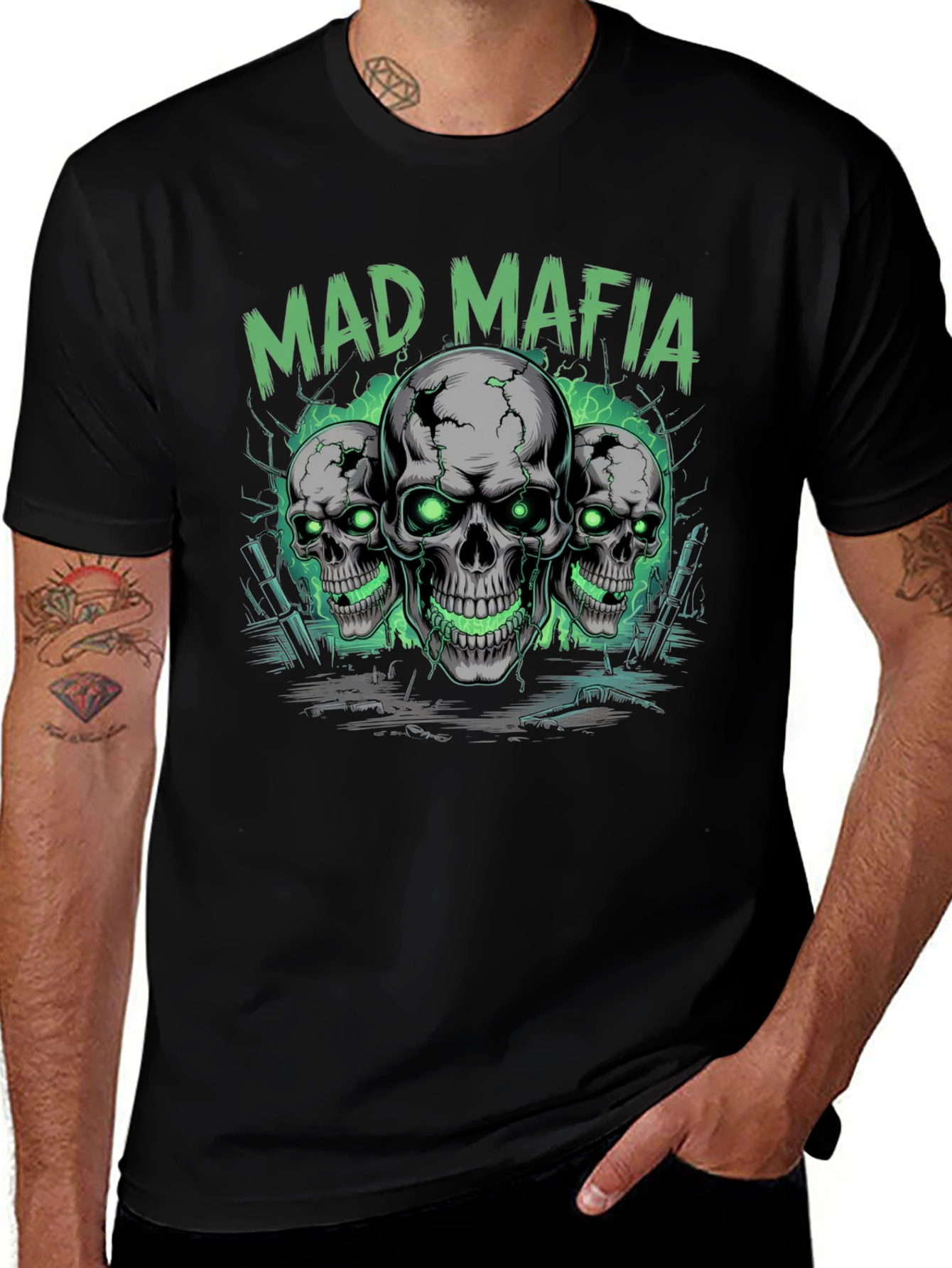 Mad Mafia Skull Graphic Tee - Edgy Streetwear T-Shirt