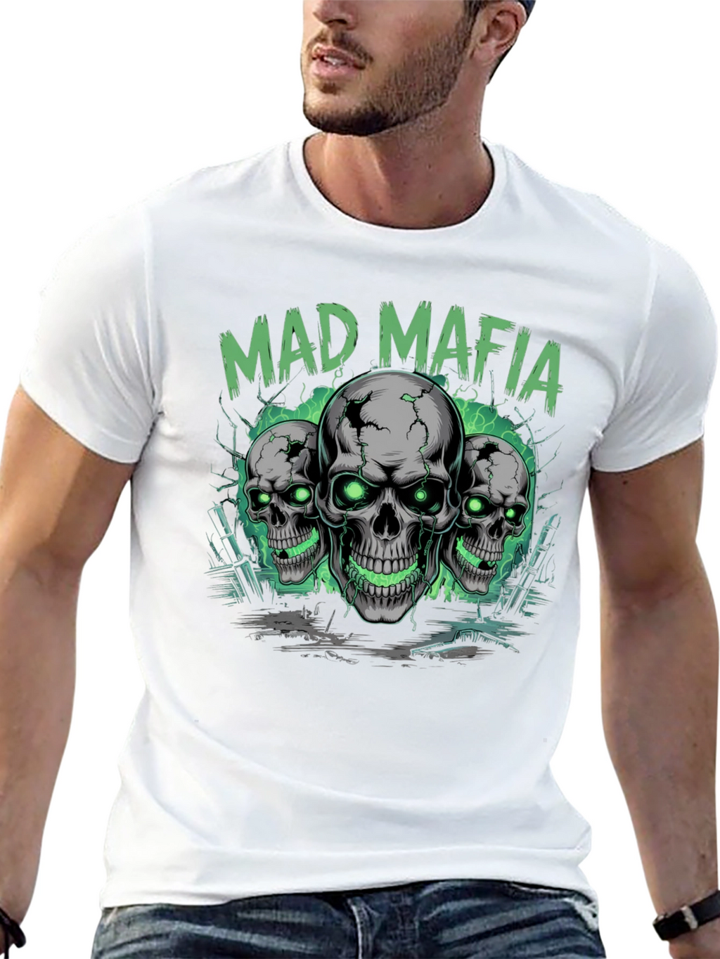 Mad Mafia Skull Graphic Tee - Edgy Streetwear T-Shirt