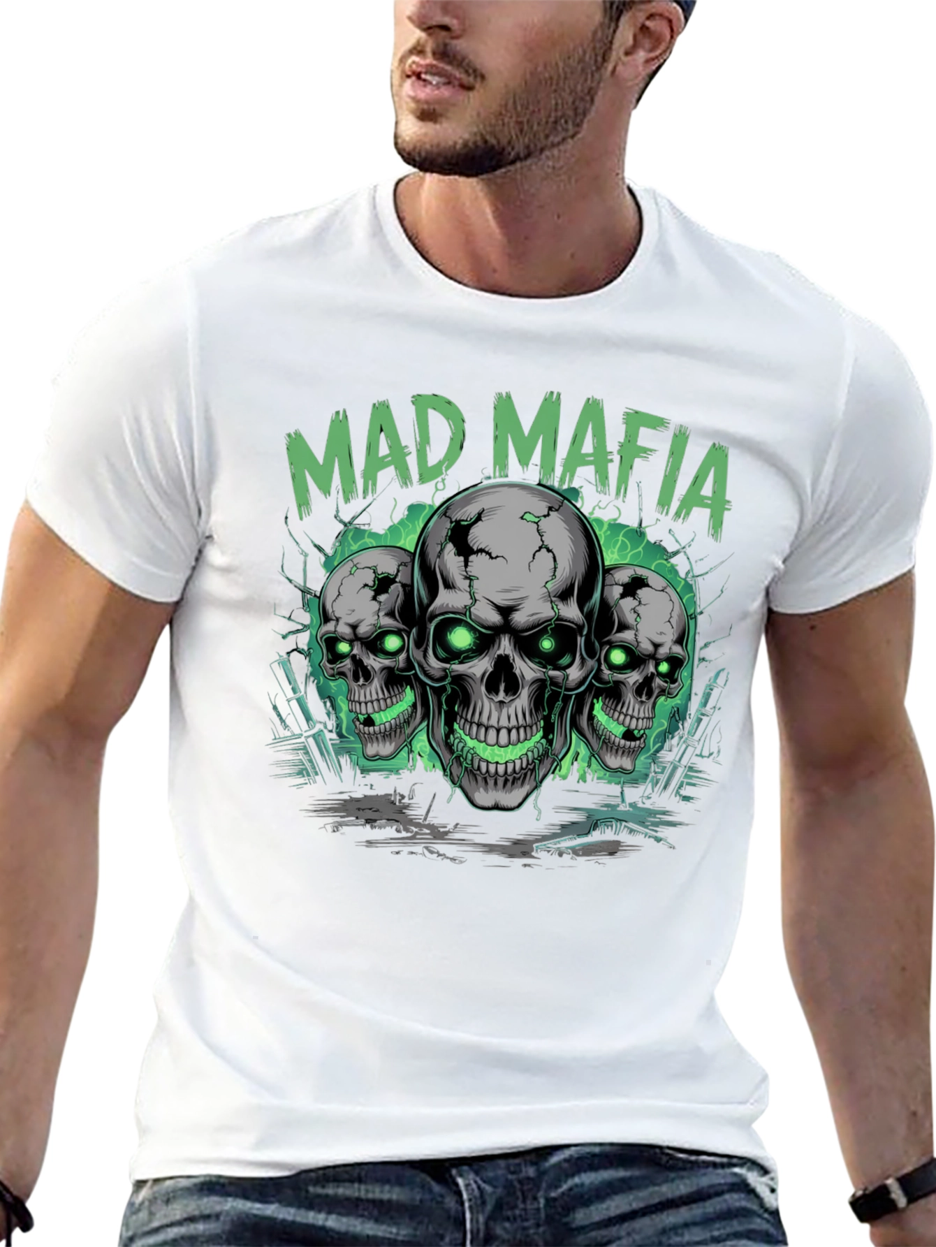 Mad Mafia Skull Graphic Tee - Edgy Streetwear T-Shirt