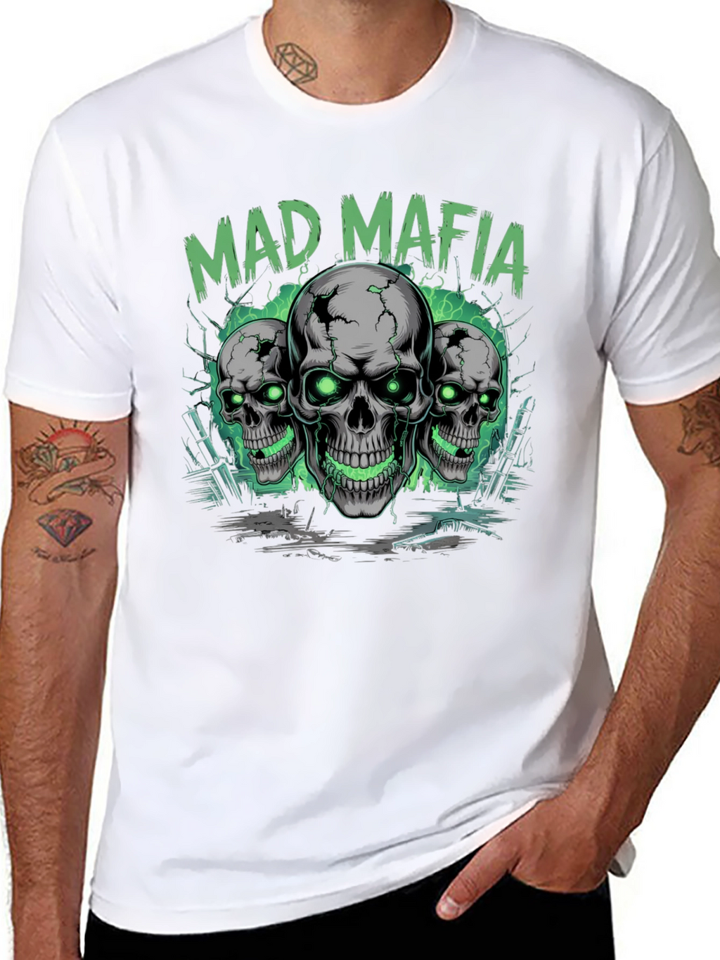 Mad Mafia Skull Graphic Tee - Edgy Streetwear T-Shirt
