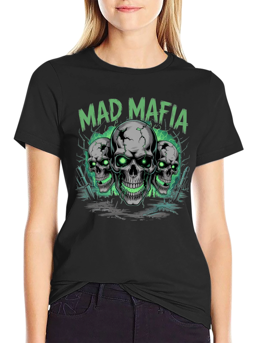 Mad Mafia Skull Graphic Tee - Edgy Streetwear T-Shirt