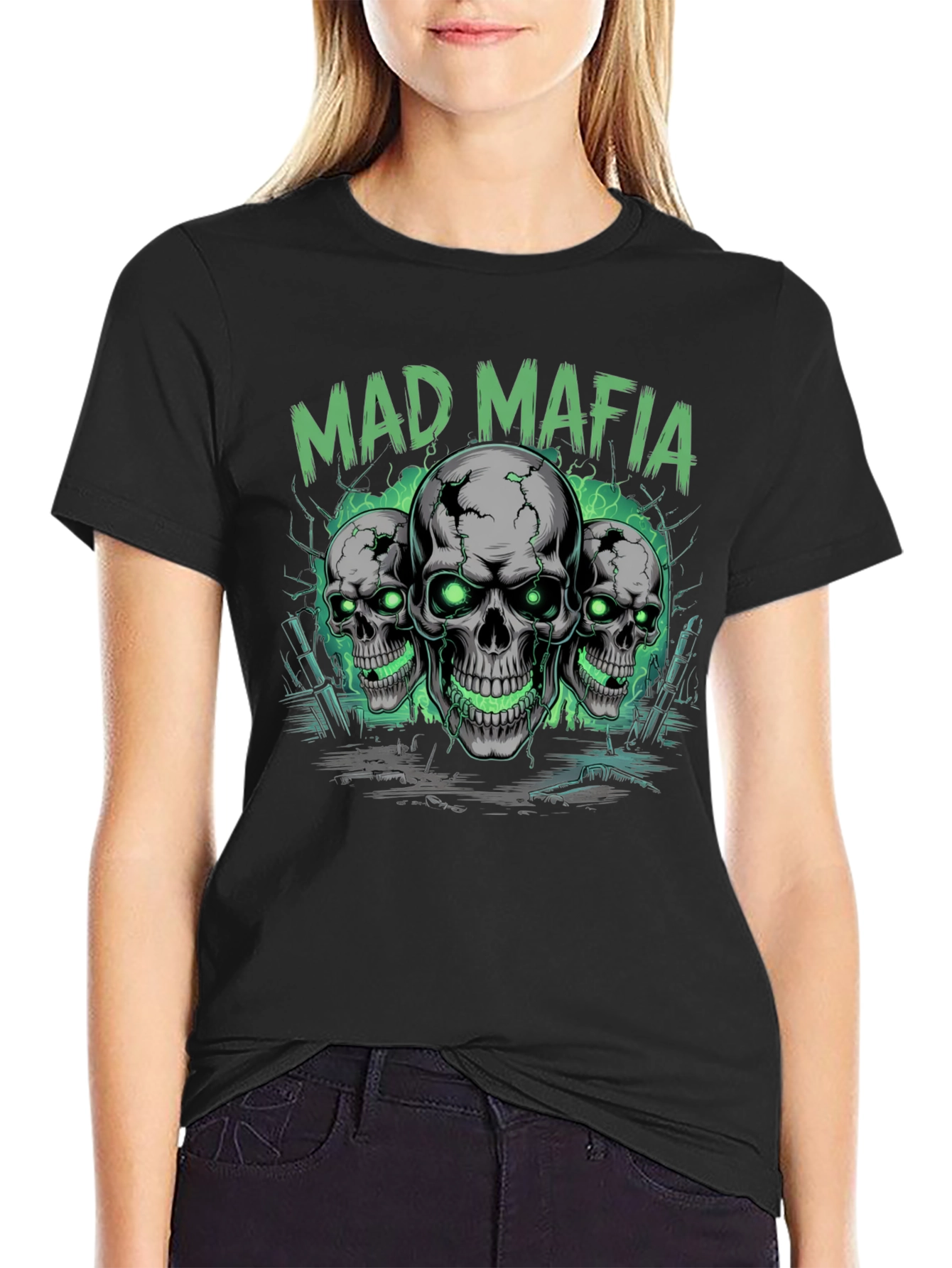 Mad Mafia Skull Graphic Tee - Edgy Streetwear T-Shirt