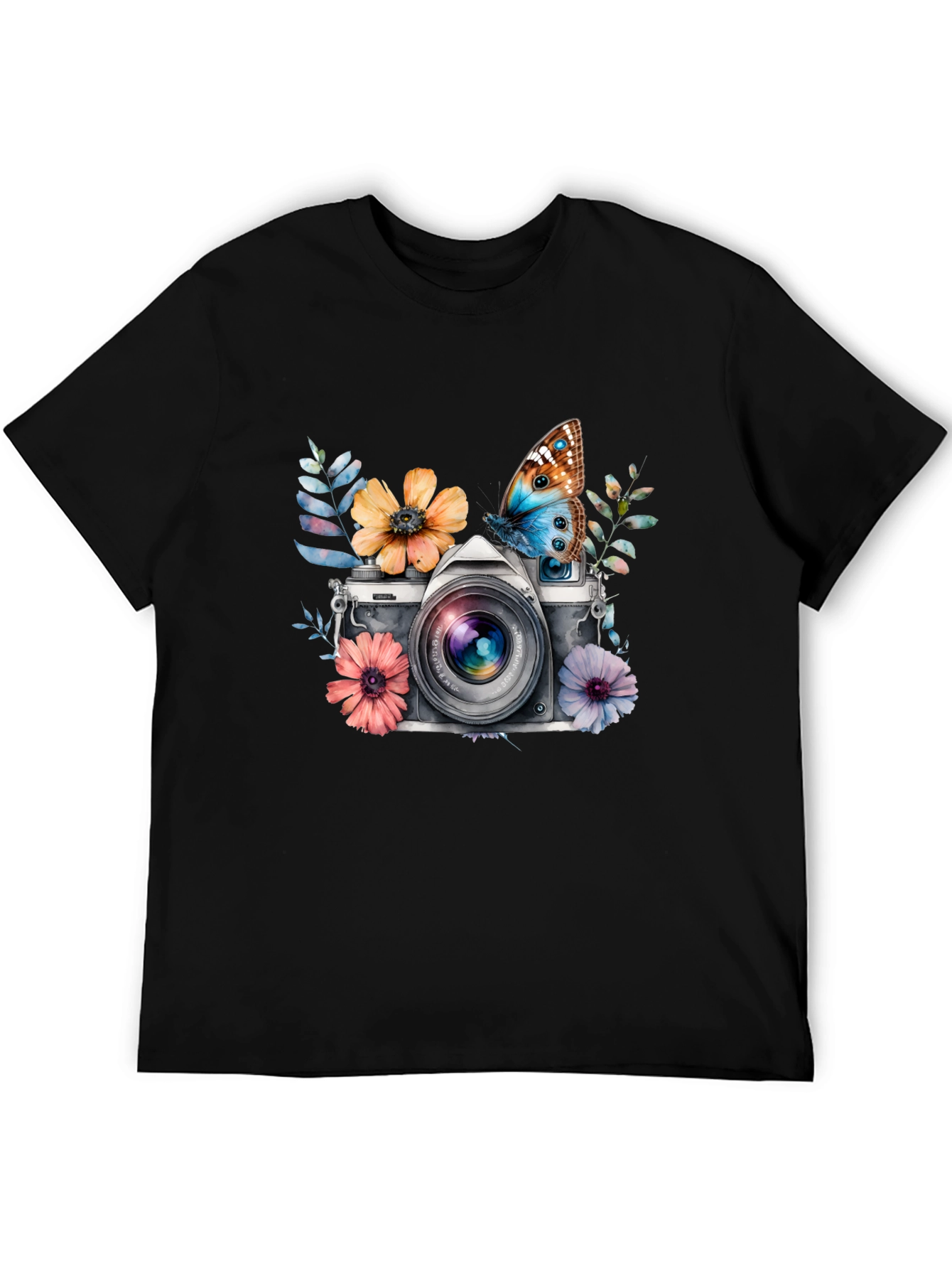 Floral Camera Graphic Tee - Vintage Style