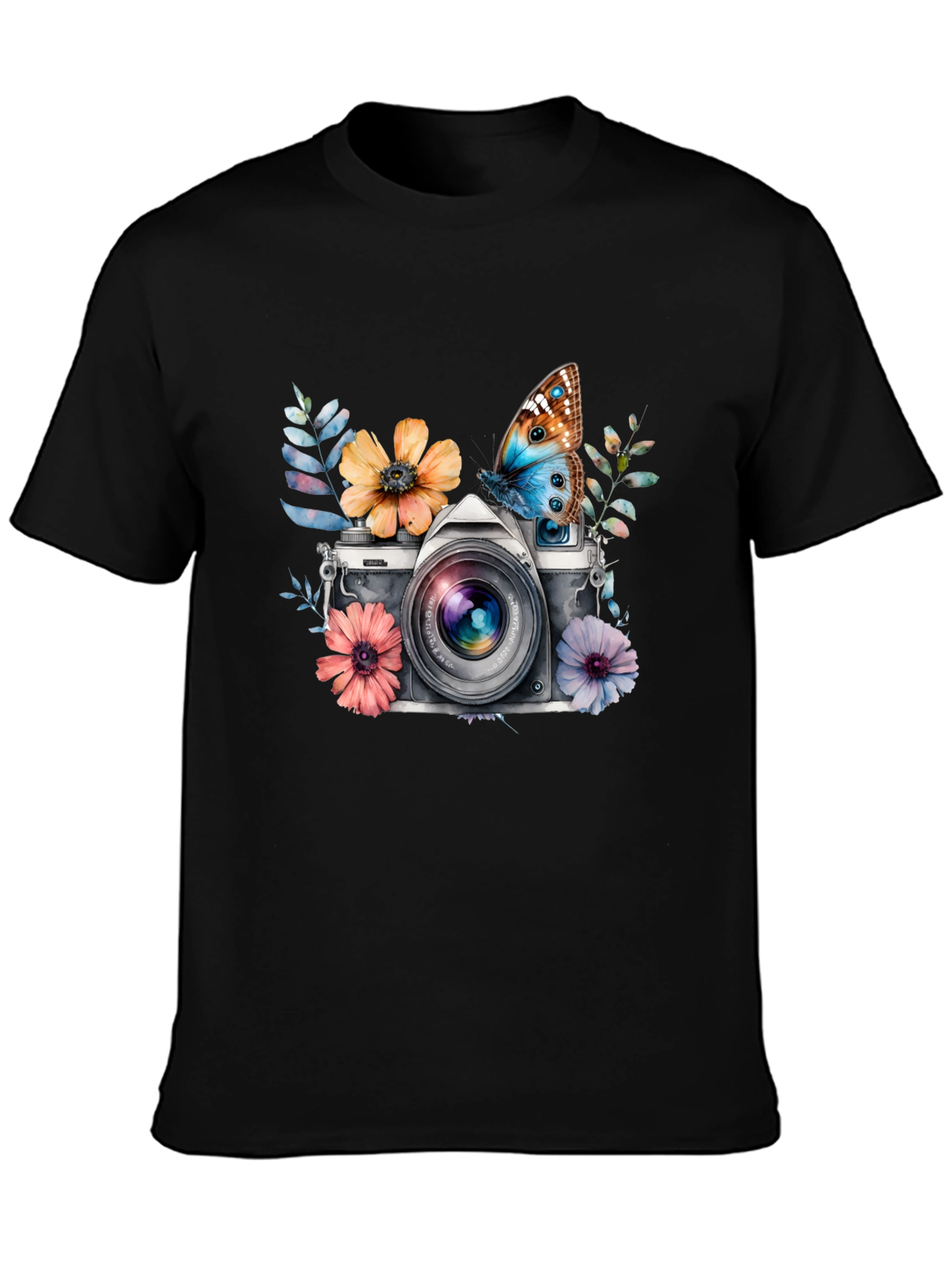 Floral Camera Graphic Tee - Vintage Style