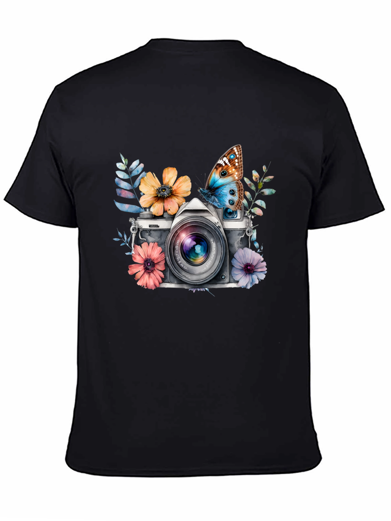 Floral Camera Graphic Tee - Vintage Style