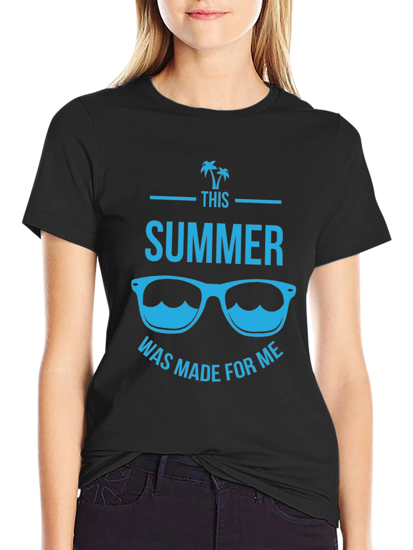 Summer Sunglasses Black Graphic T-Shirt
