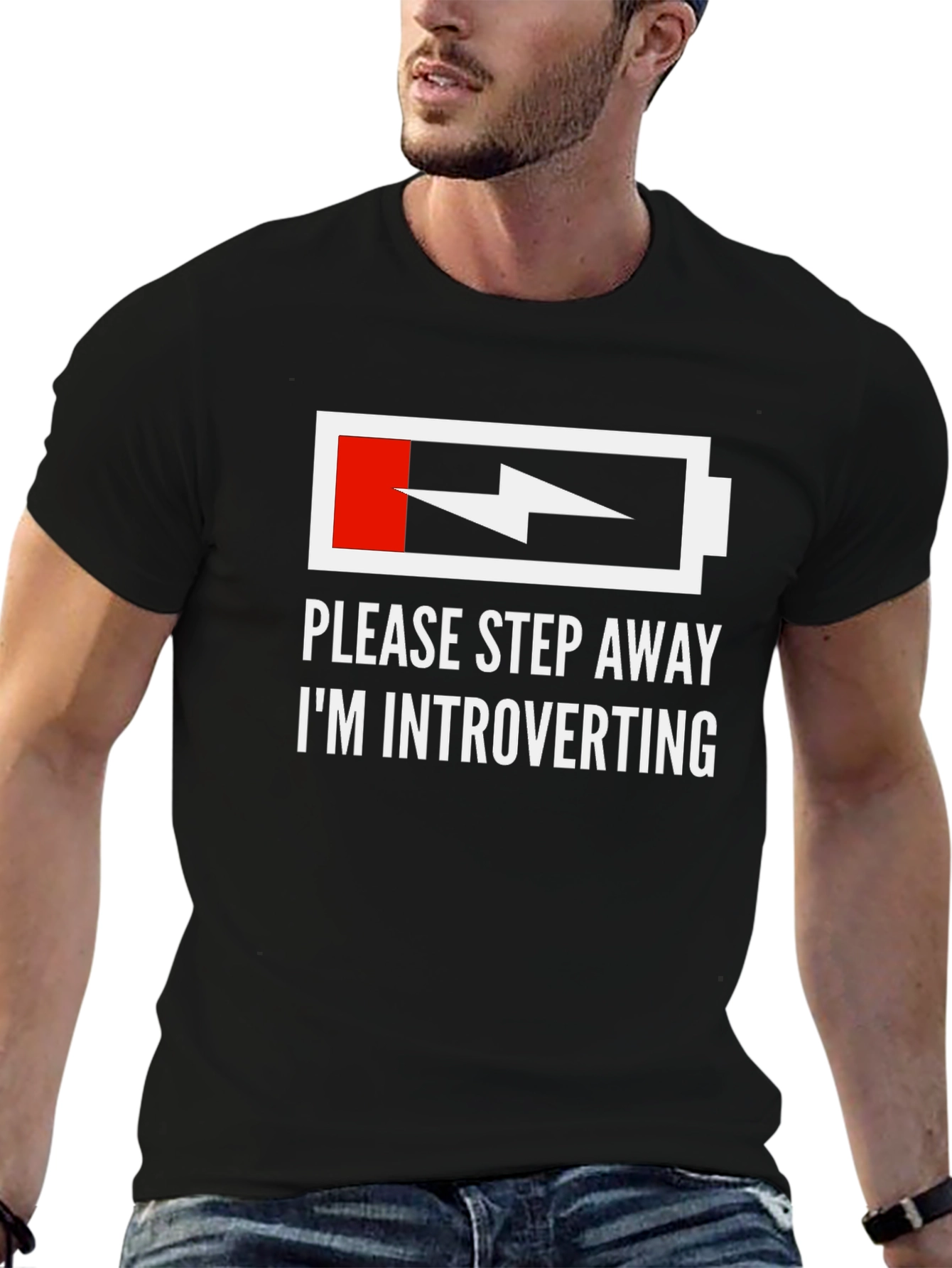 Introvert Humor T-Shirt - Low Battery Graphic Tee