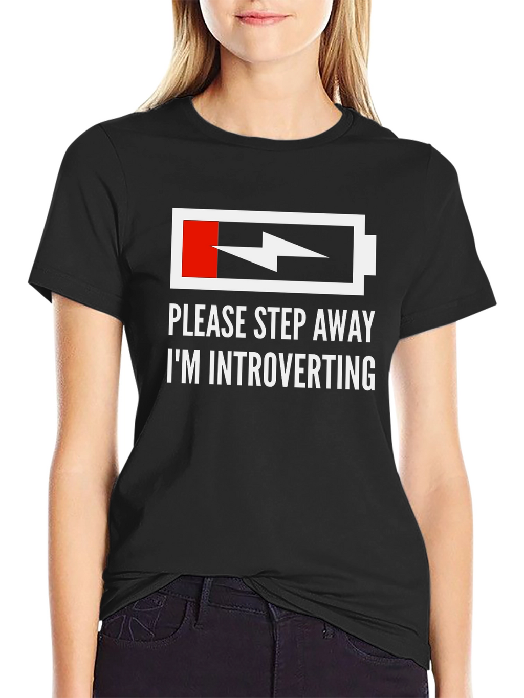 Introvert Humor T-Shirt - Low Battery Graphic Tee