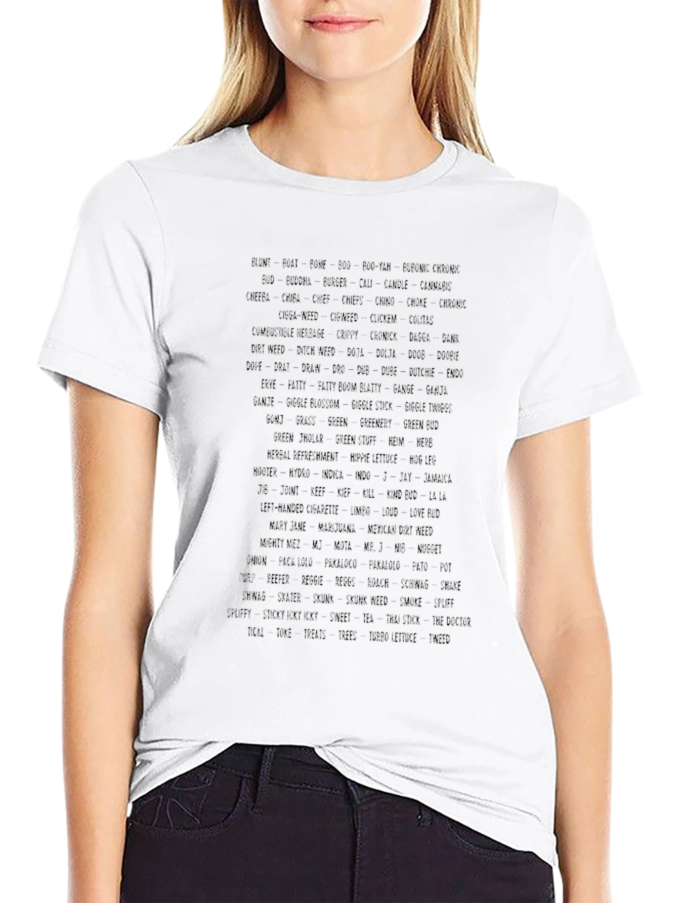 Abstract Text Print Black T-Shirt
