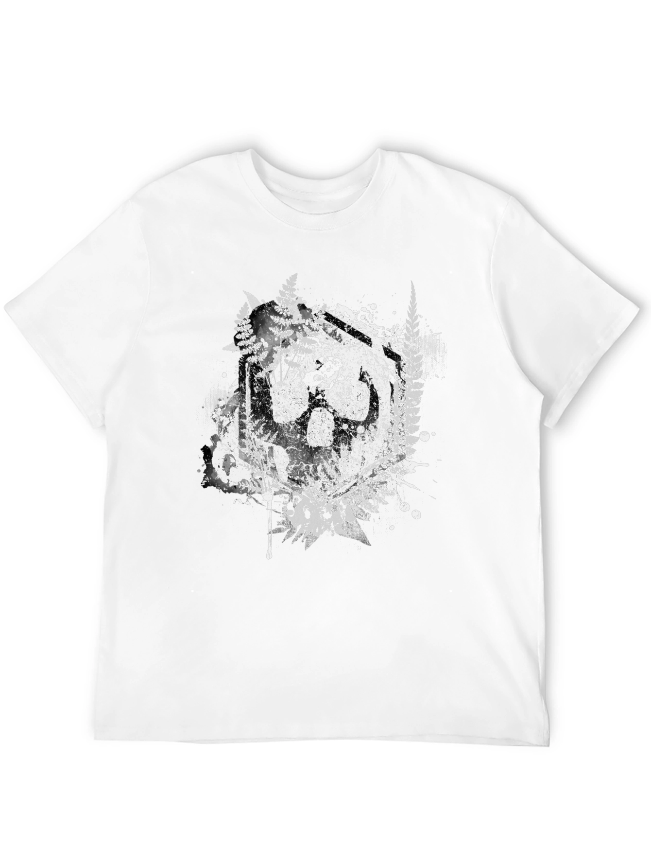 Nature Wolf Paw Print Graphic Tee - Black