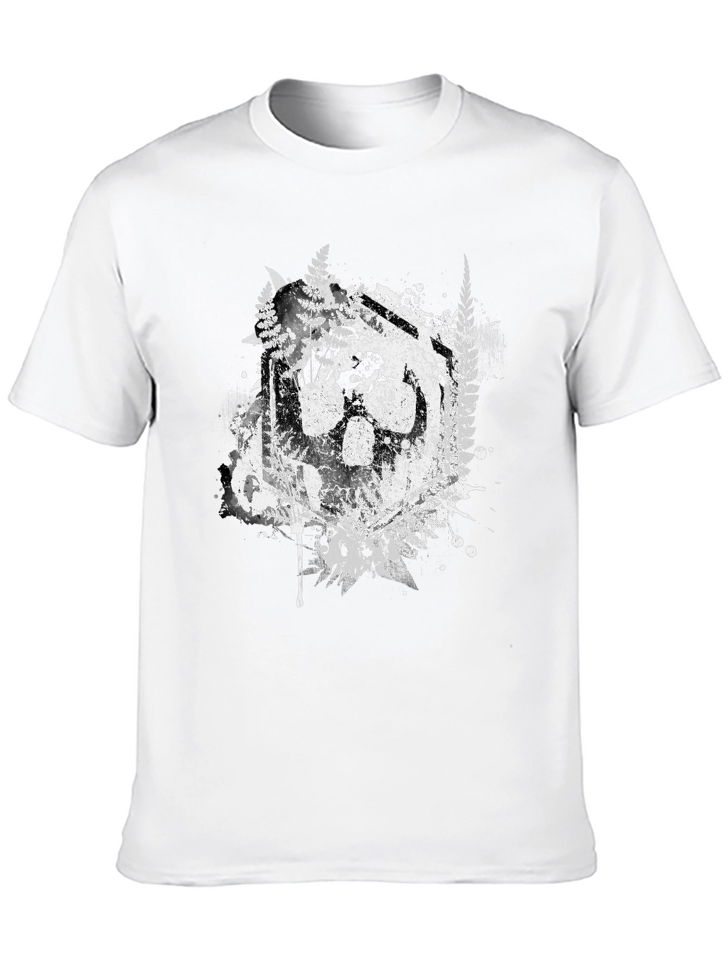 Nature Wolf Paw Print Graphic Tee - Black