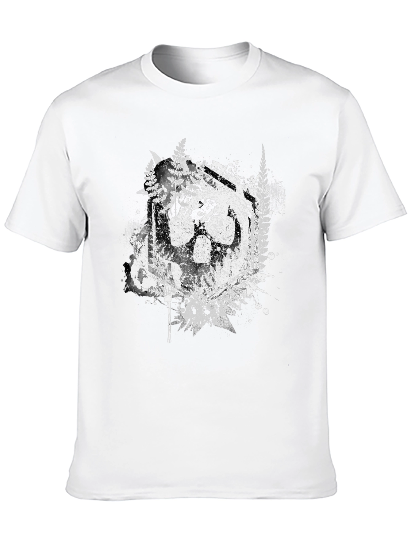 Nature Wolf Paw Print Graphic Tee - Black