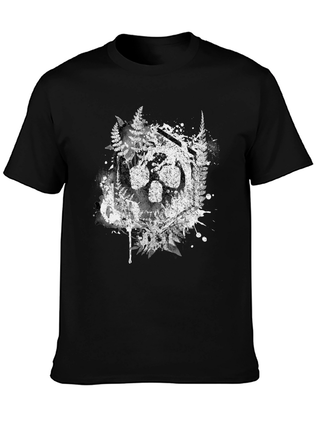 Nature Wolf Paw Print Graphic Tee - Black