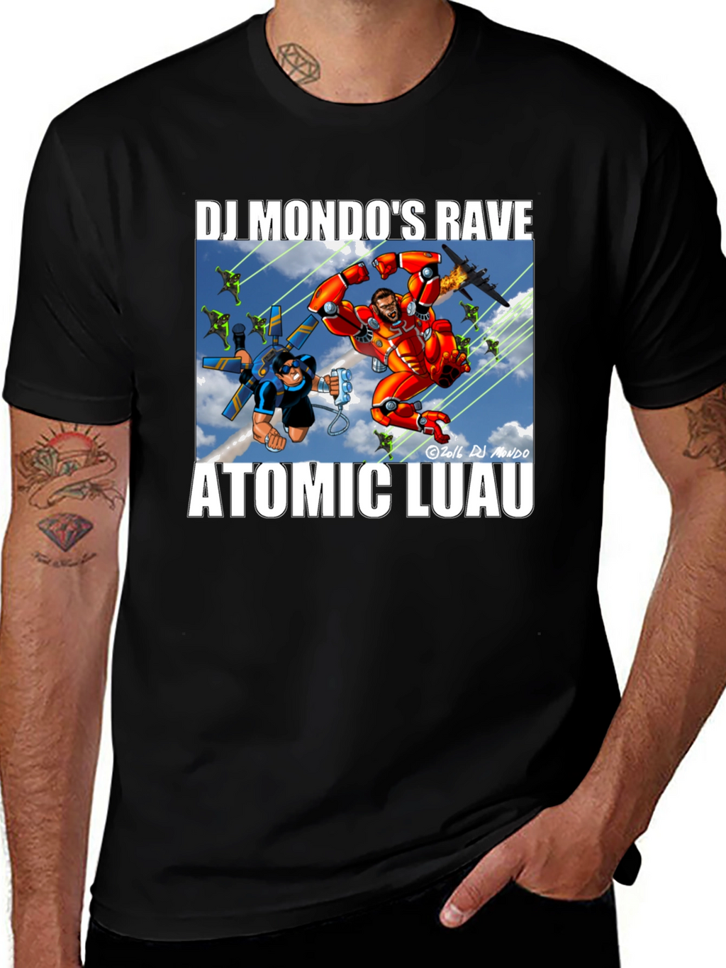 DJ Mondos Rave Atomic Luau Graphic Tee