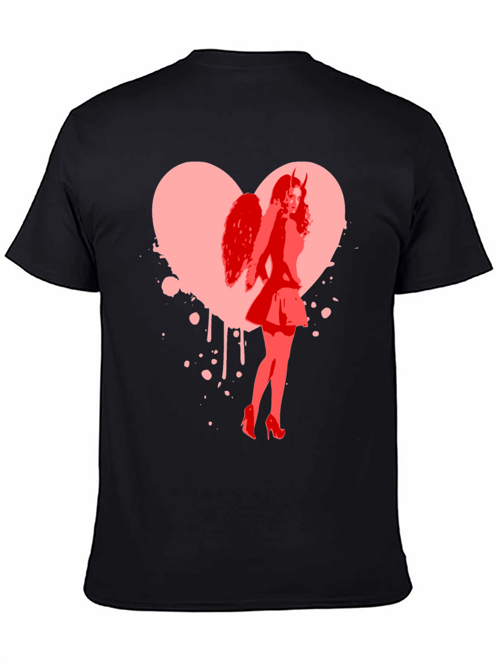 Devil Angel Heart Graphic Tee - Black