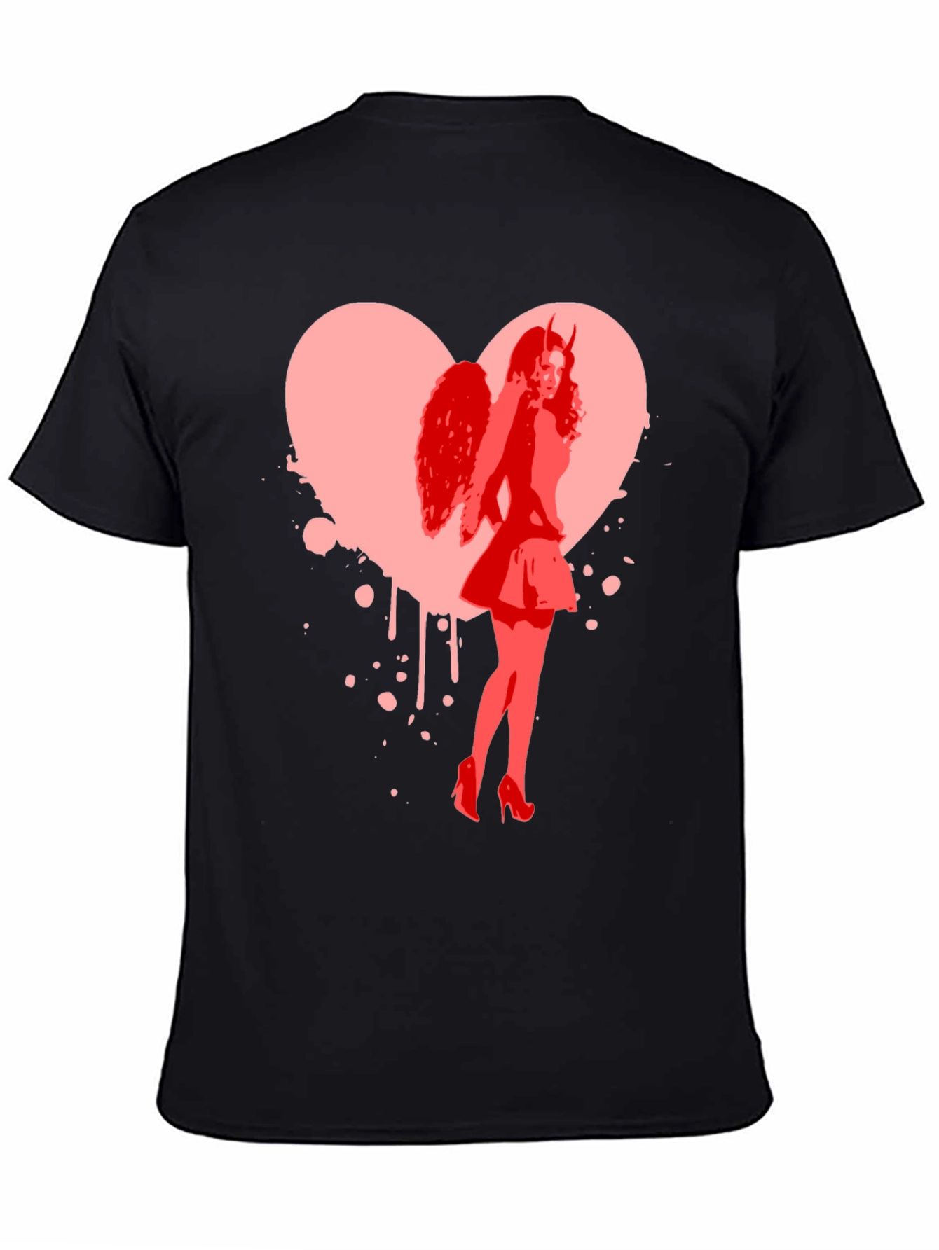 Devil Angel Heart Graphic Tee - Black