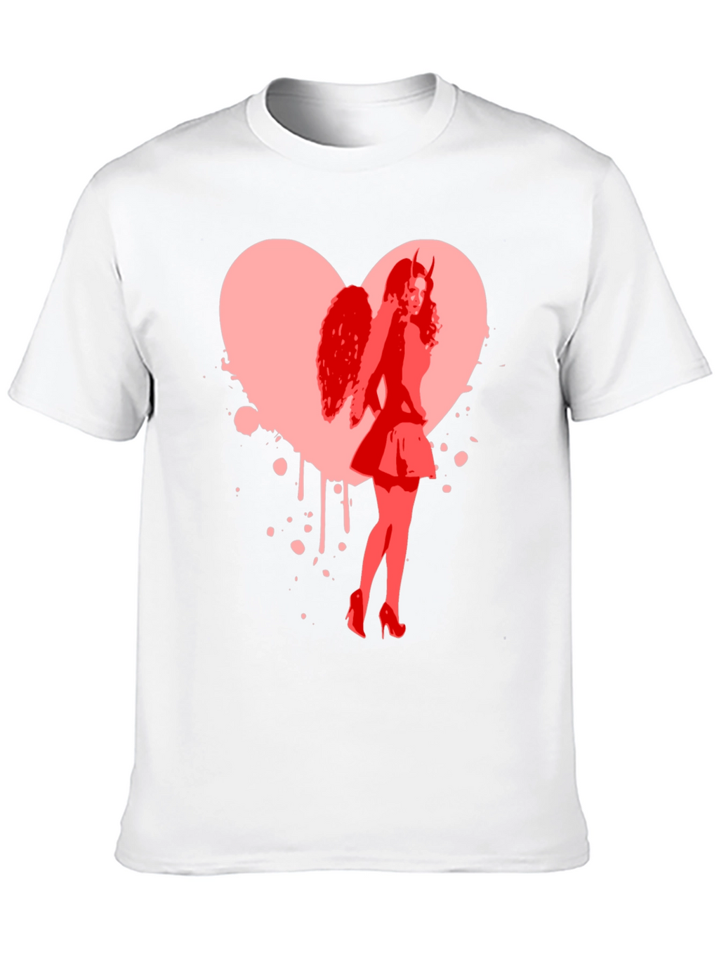 Devil Angel Heart Graphic Tee - Black