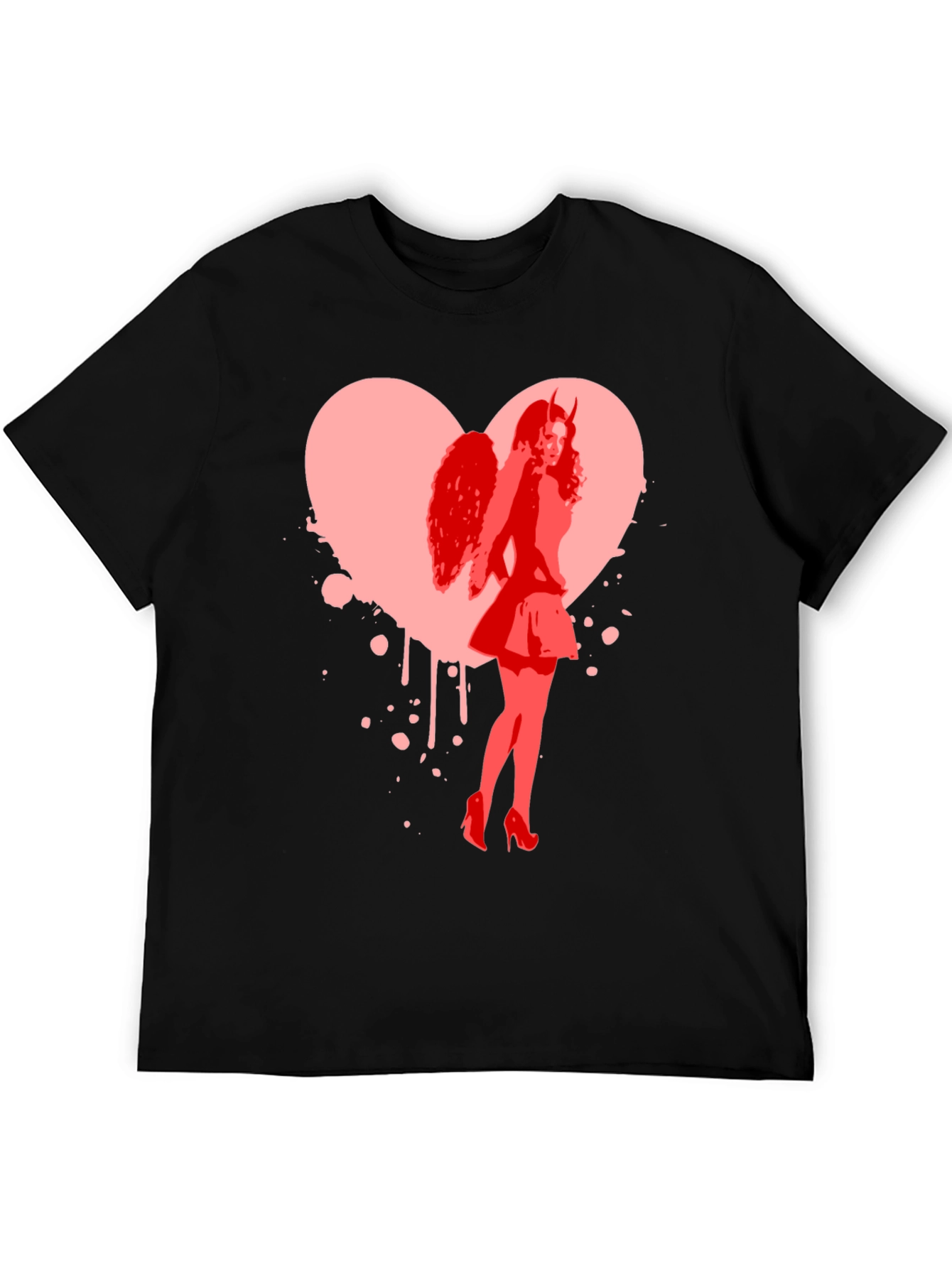 Devil Angel Heart Graphic Tee - Black