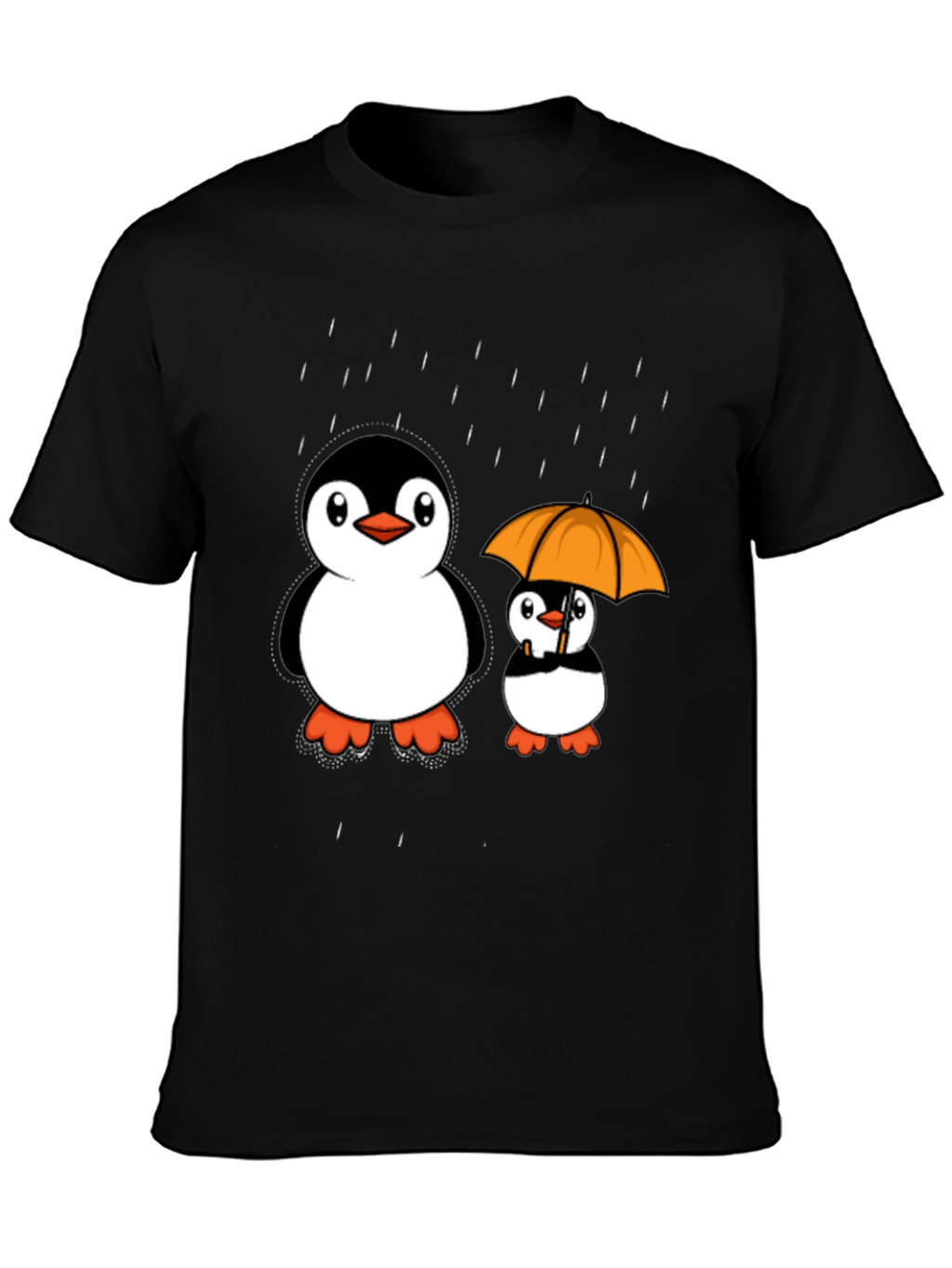Penguin Rain T-Shirt - Cute Cartoon Design