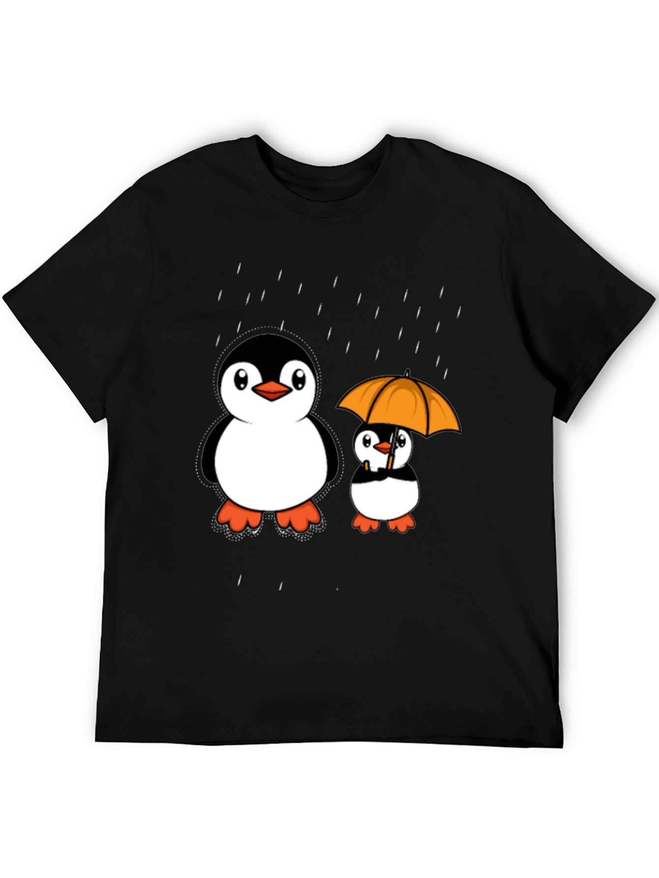 Penguin Rain T-Shirt - Cute Cartoon Design