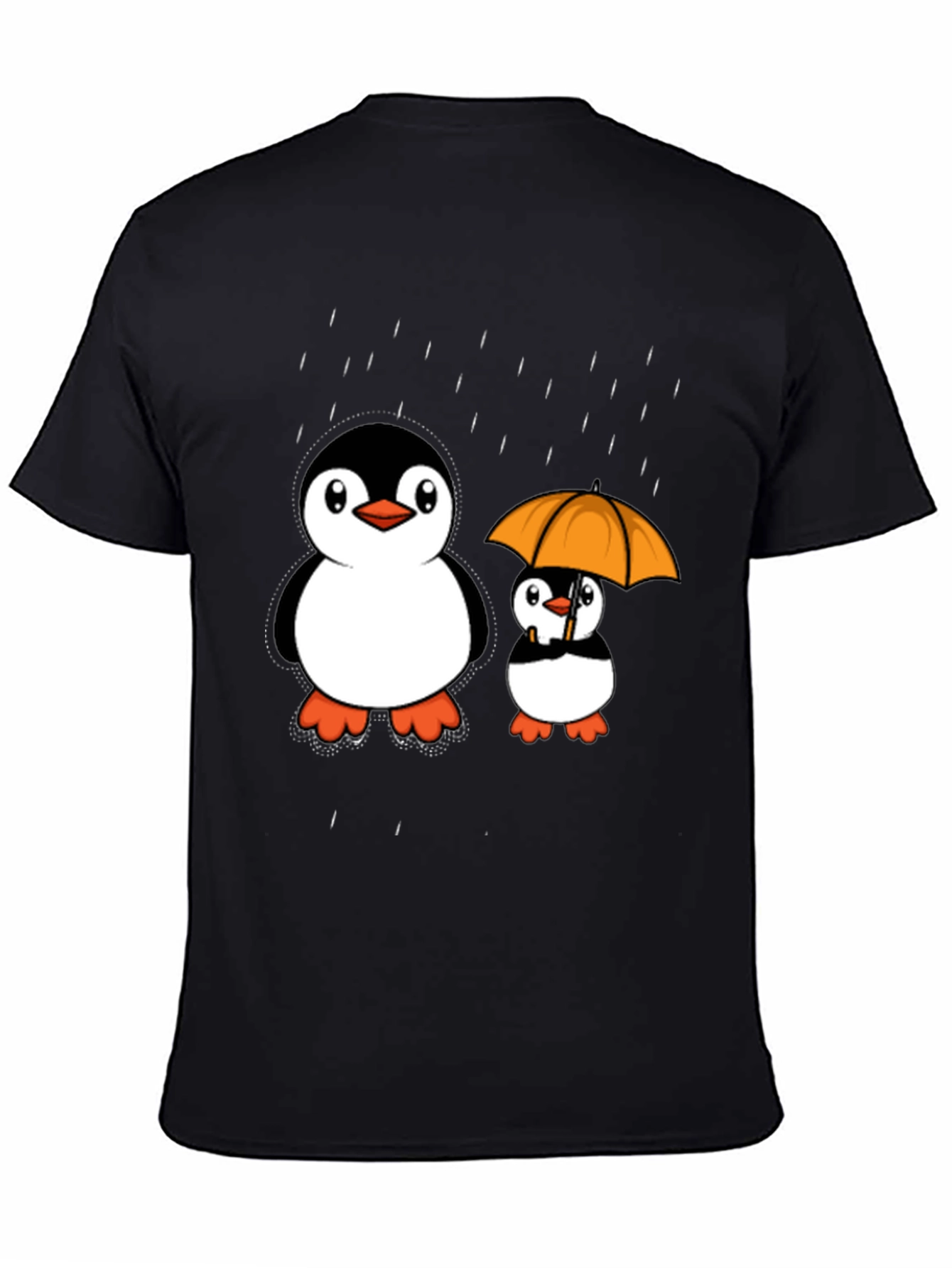 Penguin Rain T-Shirt - Cute Cartoon Design