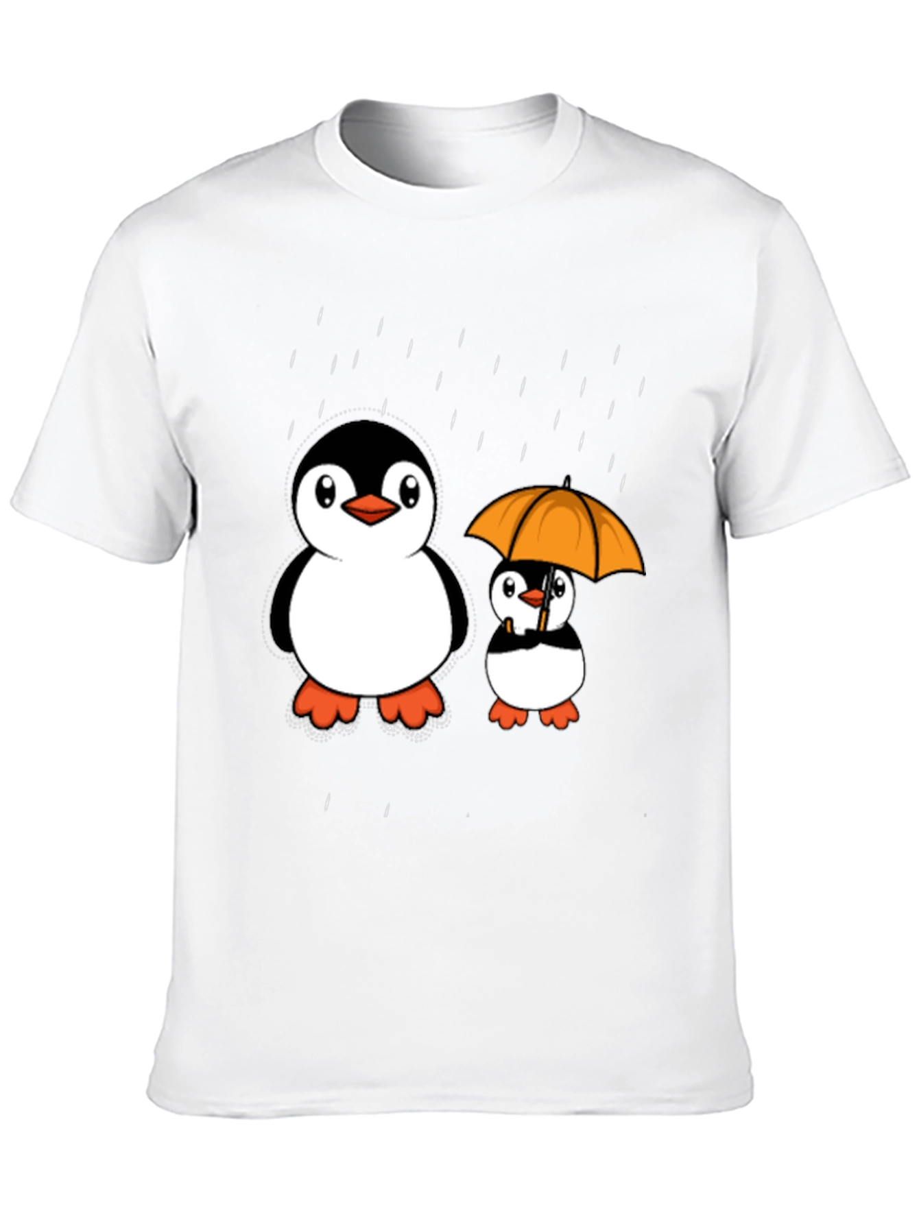 Penguin Rain T-Shirt - Cute Cartoon Design