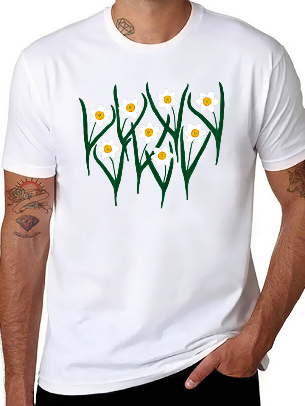 Floral Graphic Tee - Black Daffodil T-Shirt