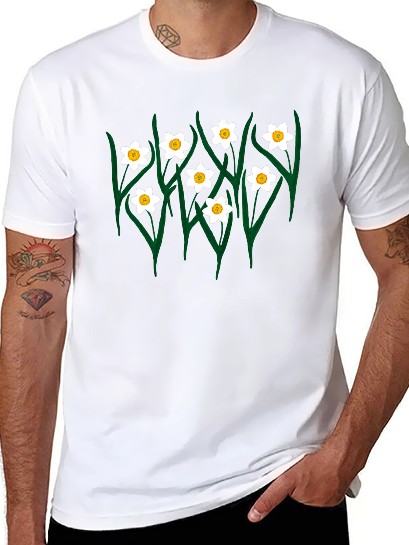 Floral Graphic Tee - Black Daffodil T-Shirt