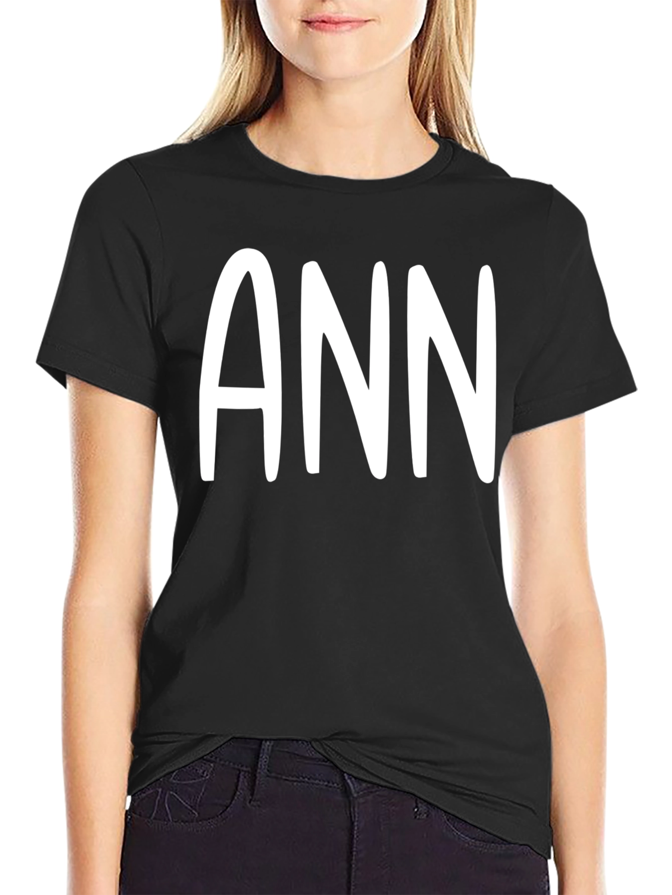 ANN Black Cotton Graphic Tee - Unisex