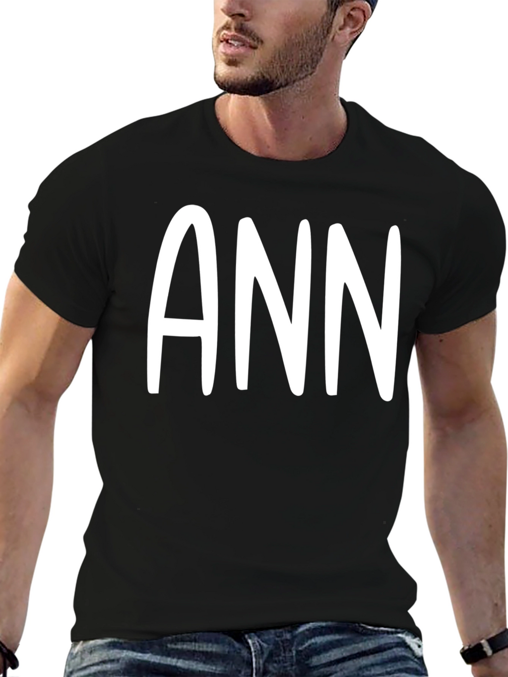 ANN Black Cotton Graphic Tee - Unisex