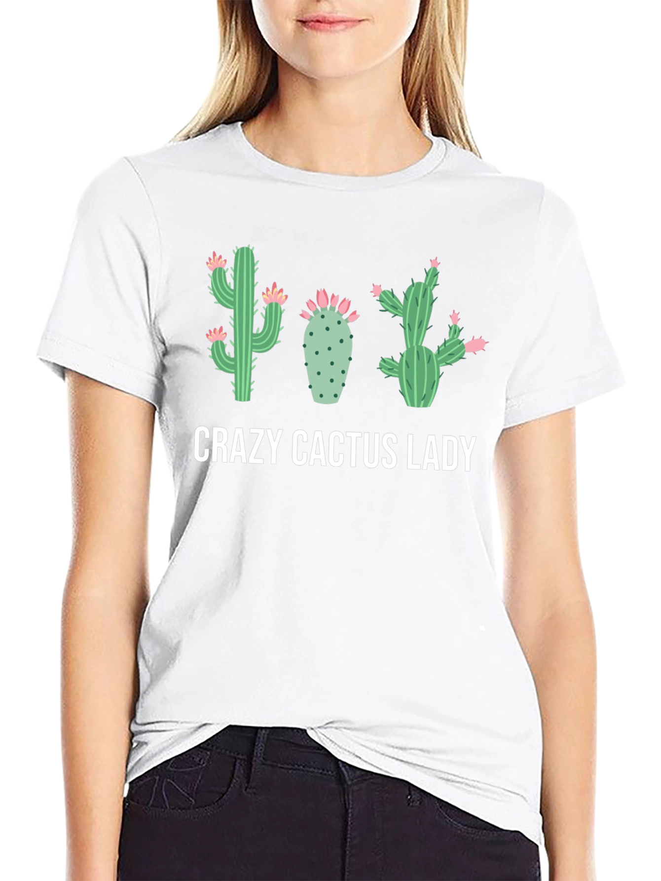 Crazy Cactus Lady Black Graphic Tee