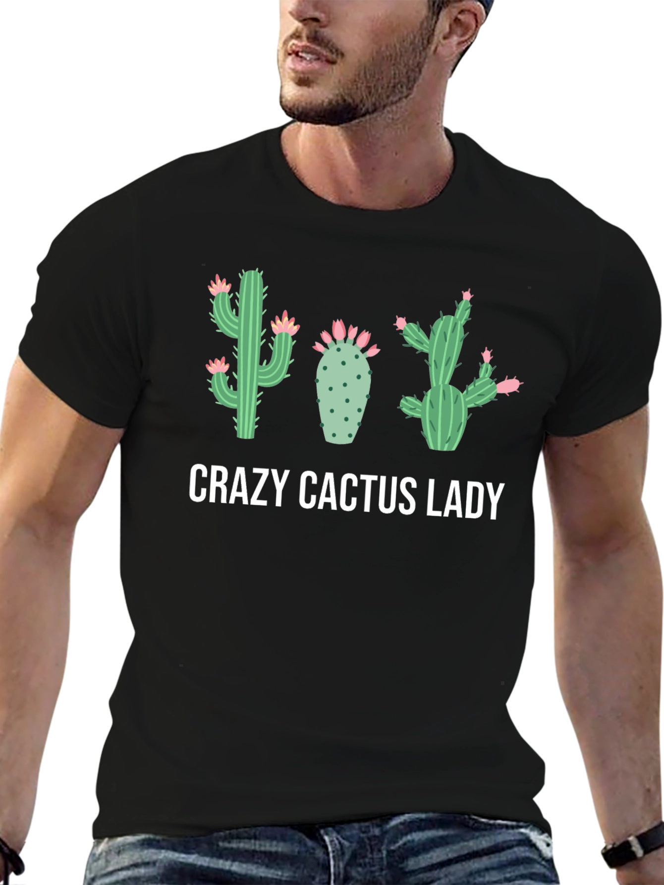 Crazy Cactus Lady Black Graphic Tee