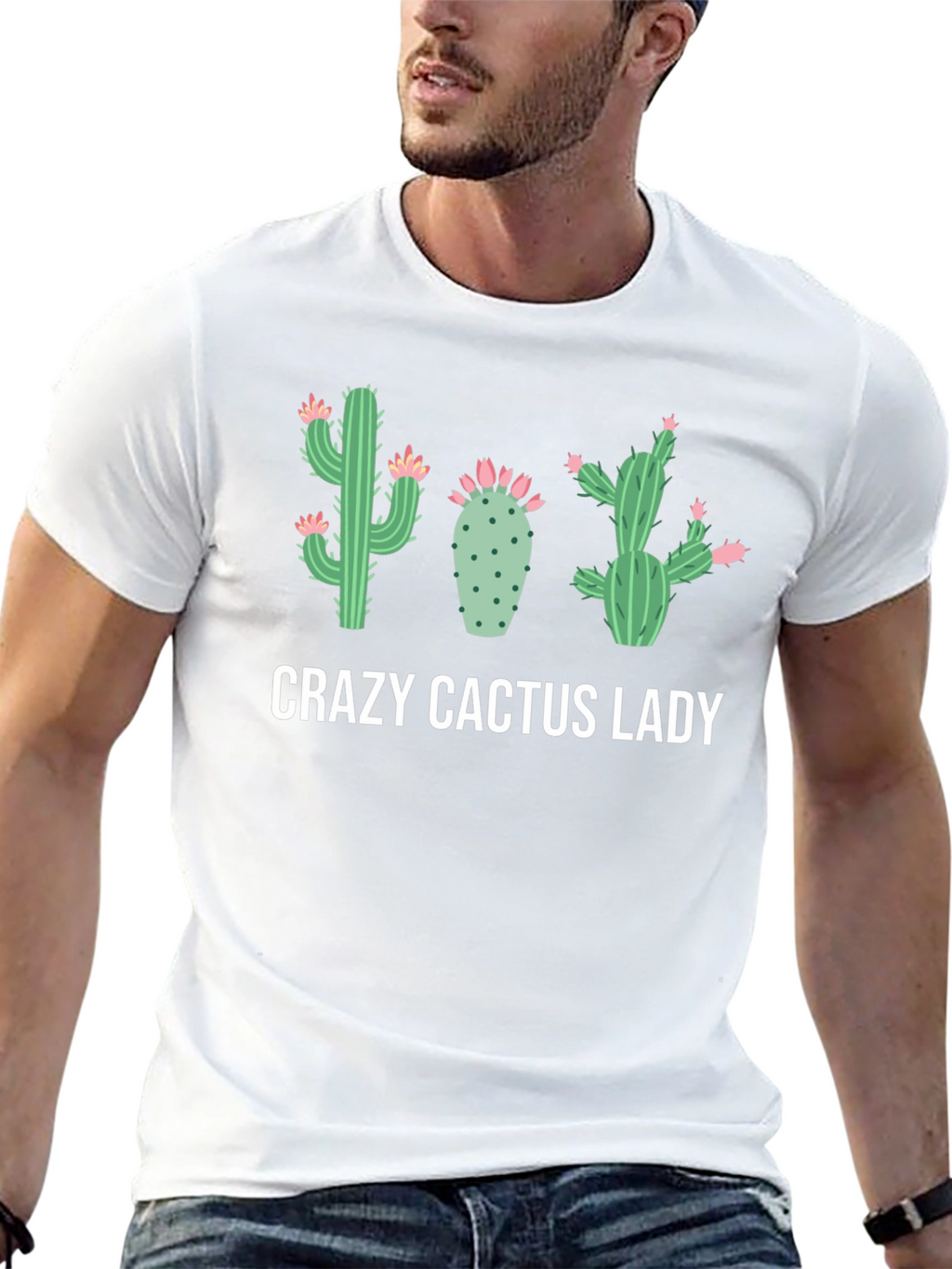 Crazy Cactus Lady Black Graphic Tee