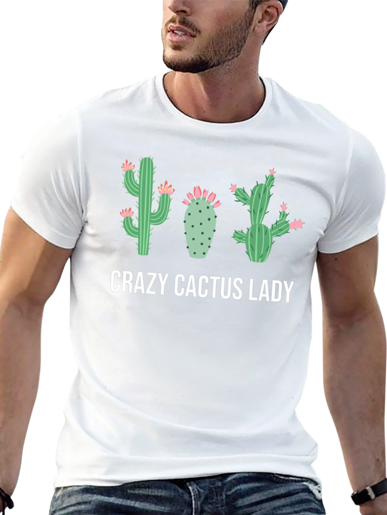 Crazy Cactus Lady Black Graphic Tee